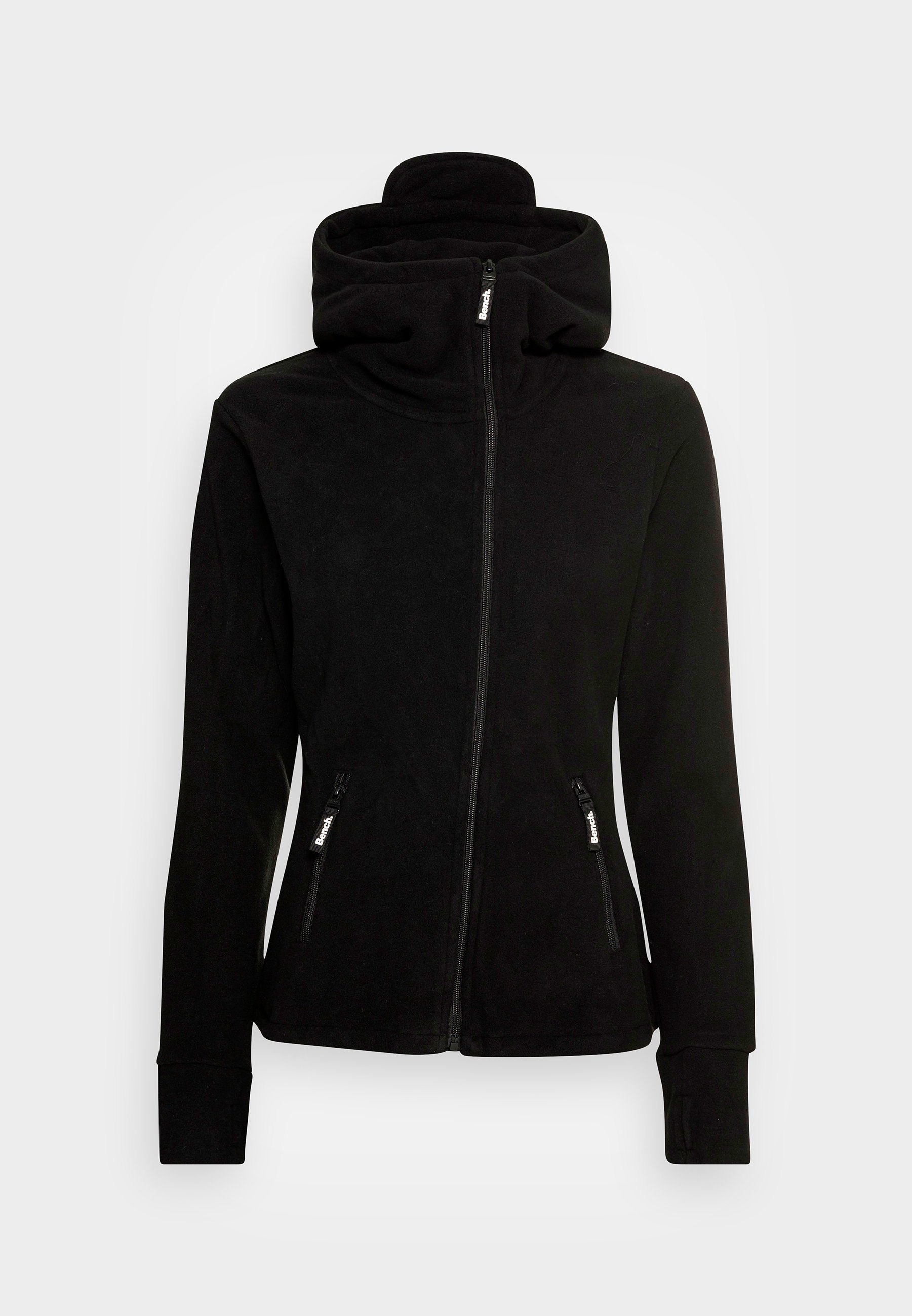 Bench Ninja Assymetric Zip Jacke Fleecejacke Kapuze Black schwarz Bench Ninja Assymetric Zip Jacke Fleecejacke Kapuze Black schwarz